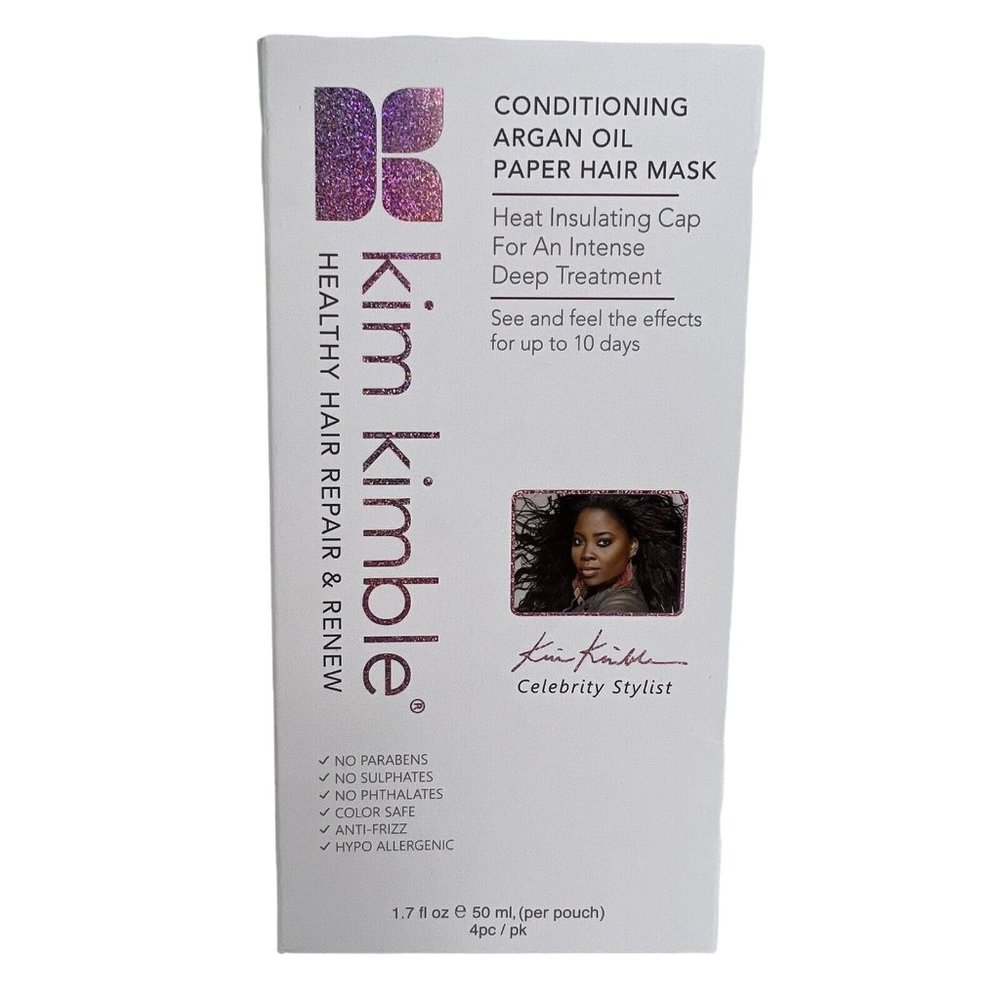 Kim Kimble Conditioning Argan Oil Paper Hair Mask 4 Pack Set Repair & Renew New